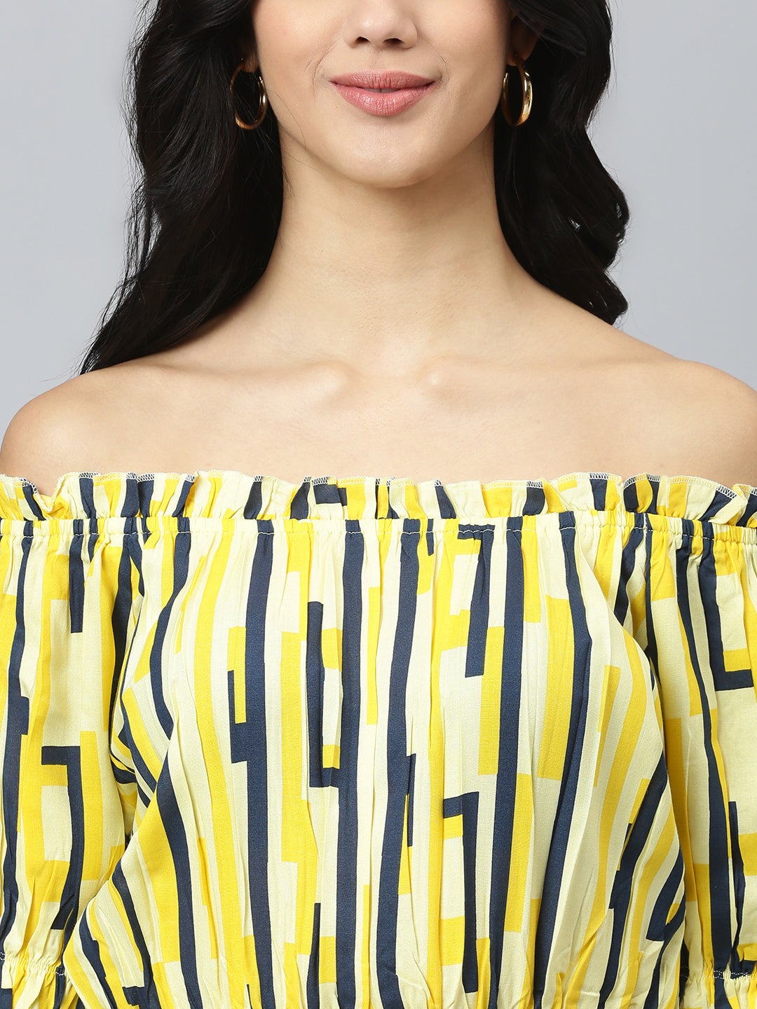 FLAMBOYANTTREND Yellow Balloon Fit Top By Flamboyant Top