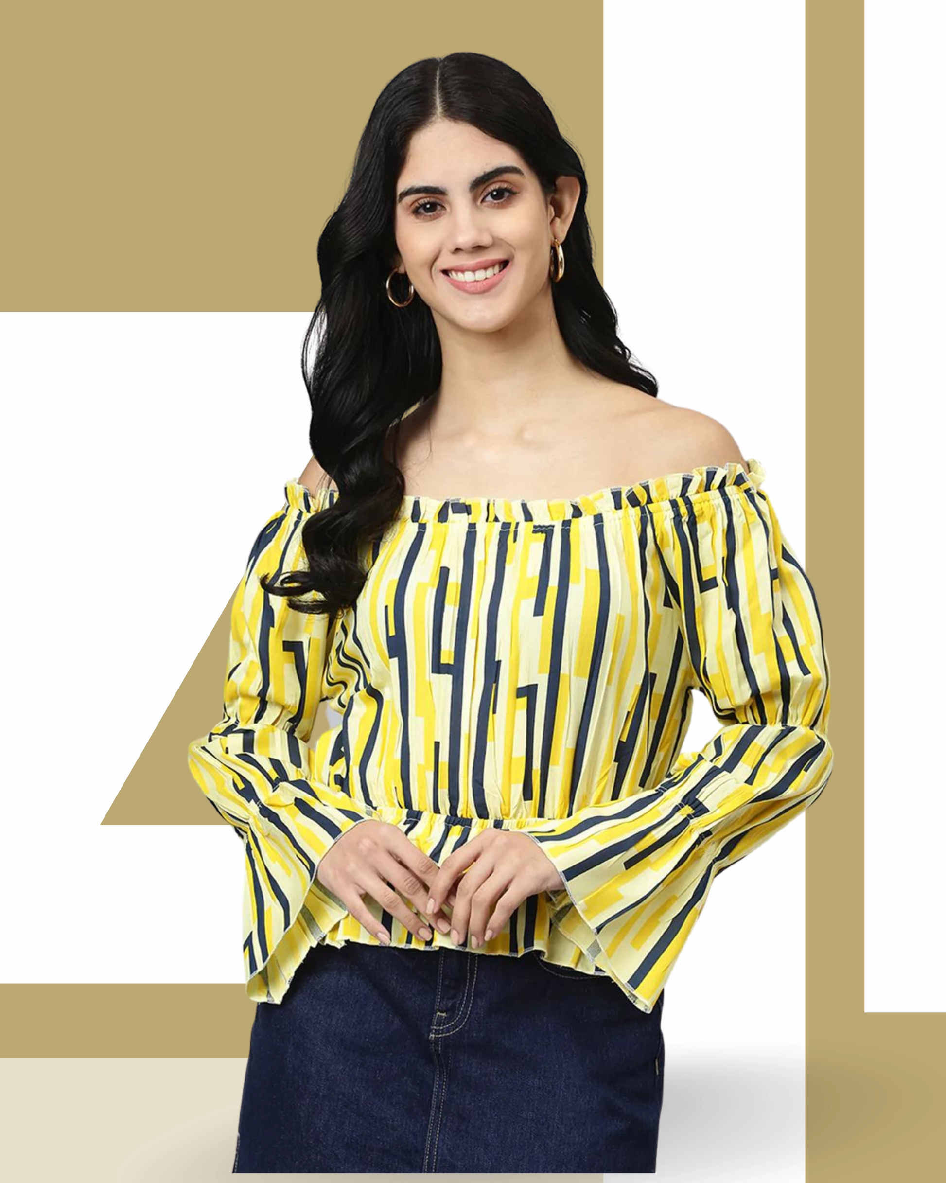 FLAMBOYANTTREND Yellow Balloon Fit Top By Flamboyant Top