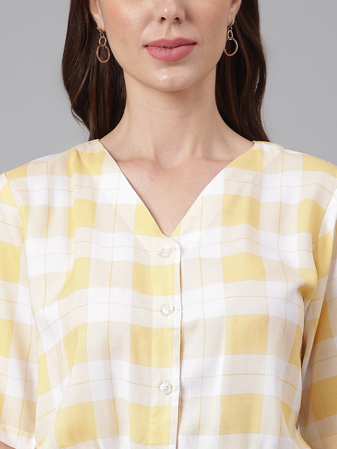 FLAMBOYANTTREND Yellow White Checked Jumpsuit By Flamboyant Jumpsuit