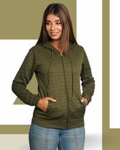Load image into Gallery viewer, Zig Zac Print Knitted Jacket (Green)
